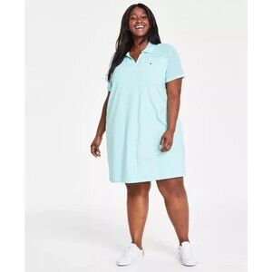 Tommy Hilfiger Women’s Plus Size Mesh-Trim Johnny Collar Dress, Spearmint, 1X